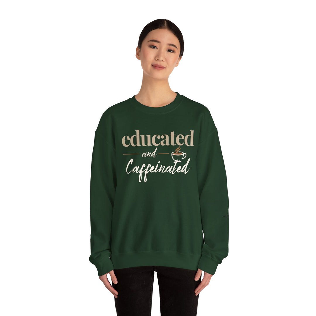 Educated and Caffeinated Sweatshirt, Coffee Lover Gift, Teacher Sweatshirt, Nurse Gift, Student Crewneck, Book Lover Pullover