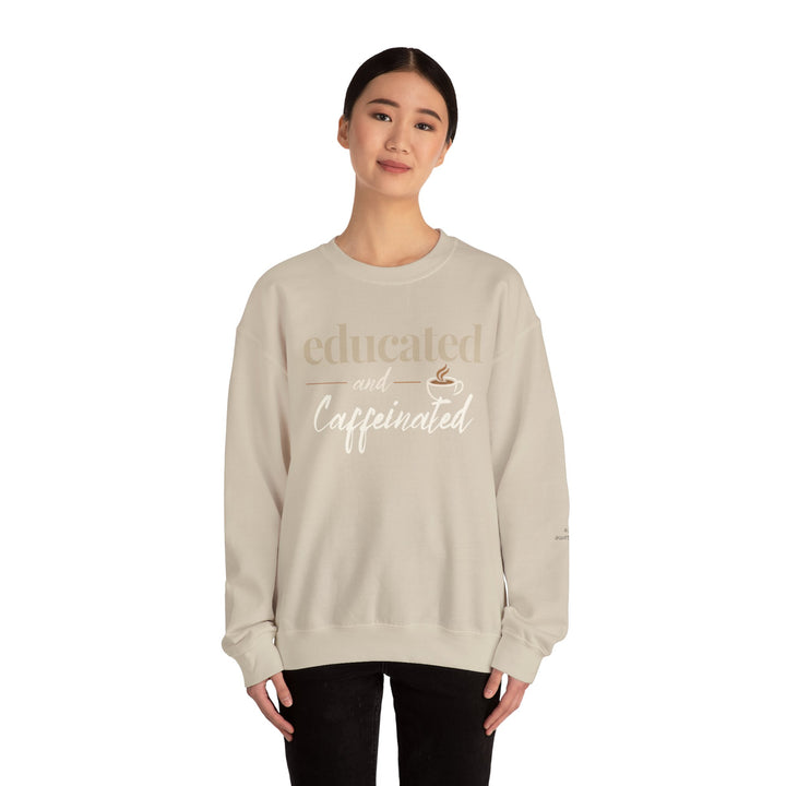 Educated and Caffeinated Sweatshirt, Coffee Lover Gift, Teacher Sweatshirt, Nurse Gift, Student Crewneck, Book Lover Pullover