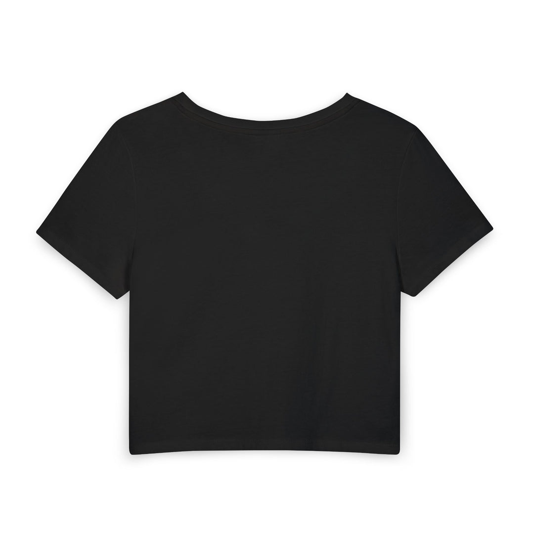 Black crop top on a white background