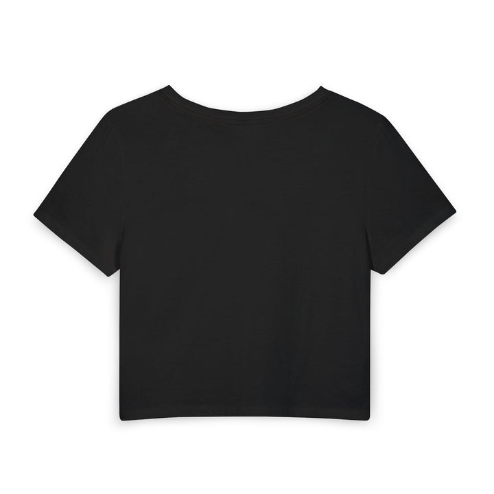 Black crop top on a white background