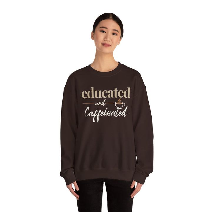 Educated and Caffeinated Sweatshirt, Coffee Lover Gift, Teacher Sweatshirt, Nurse Gift, Student Crewneck, Book Lover Pullover