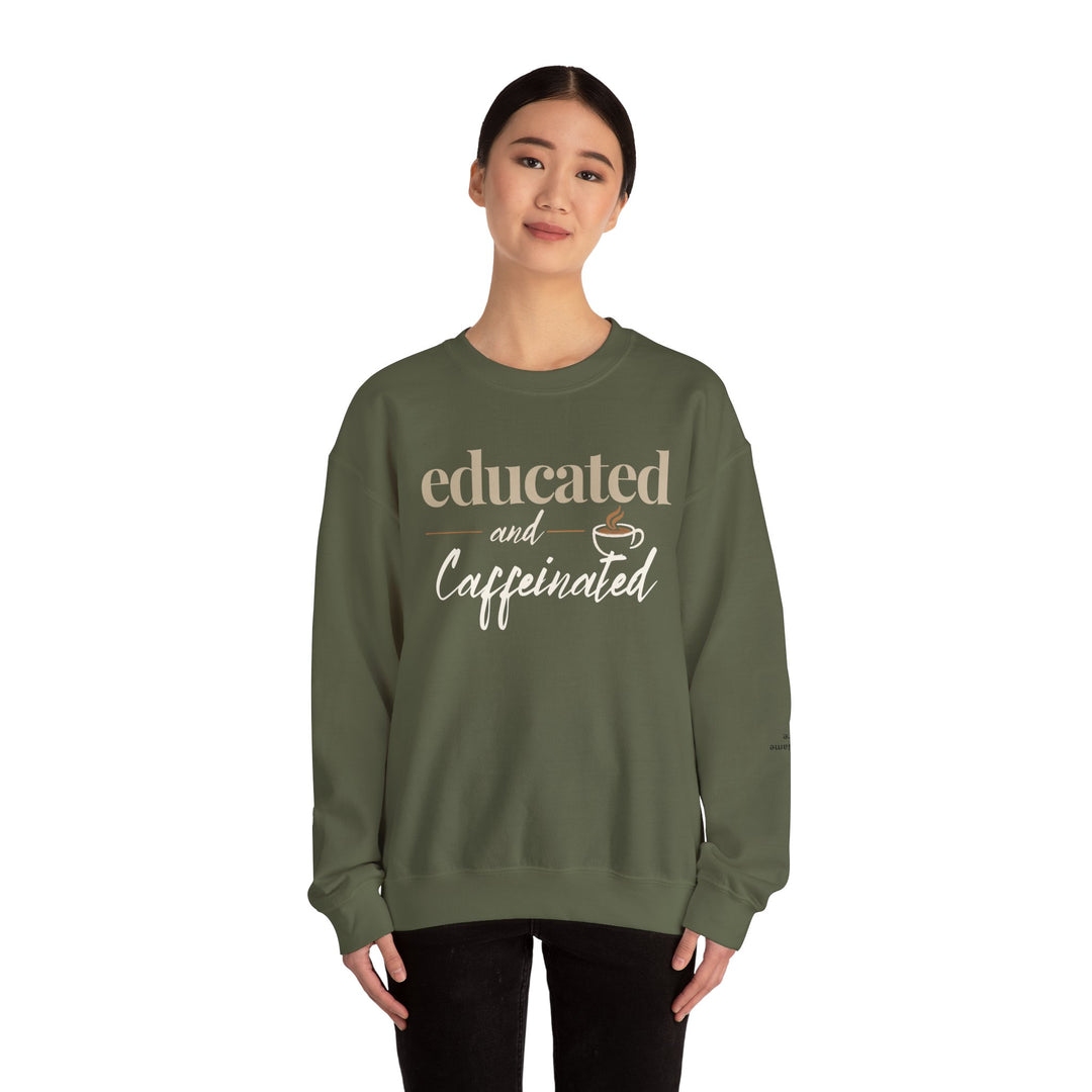 Educated and Caffeinated Sweatshirt, Coffee Lover Gift, Teacher Sweatshirt, Nurse Gift, Student Crewneck, Book Lover Pullover