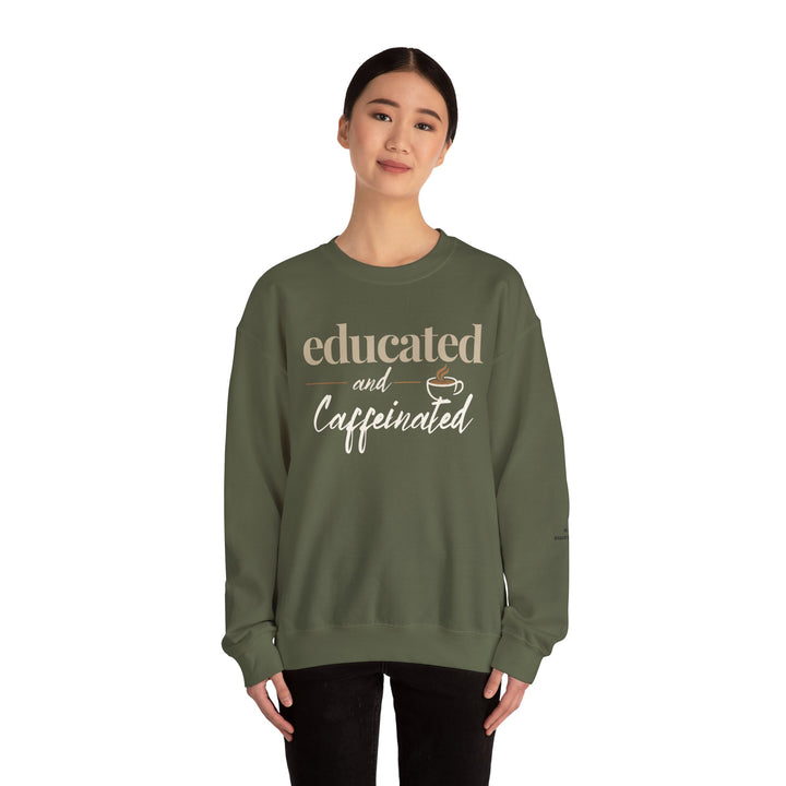 Educated and Caffeinated Sweatshirt, Coffee Lover Gift, Teacher Sweatshirt, Nurse Gift, Student Crewneck, Book Lover Pullover