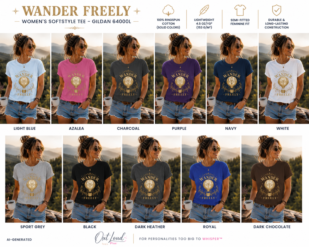 Woman wearing a t-shirt with &