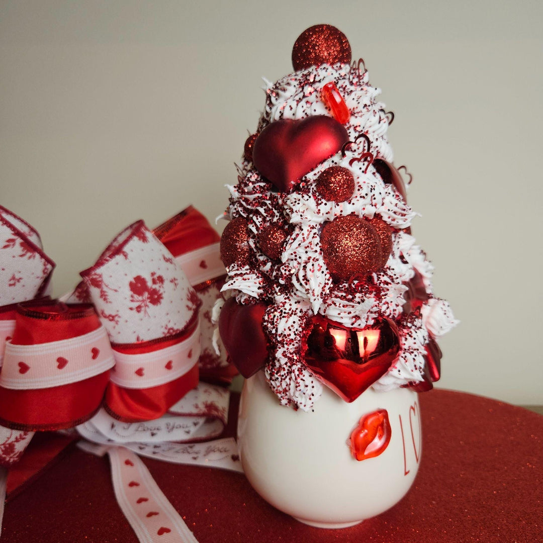 Valentine Fake Bake Mug Decor  LOVE Mug Coffee Bar Decor | Red Whipped Cream Mug  Tiered Tray Valentine Display  One of a Kind Handmade Gift