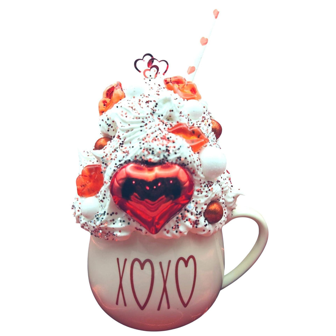 XOXO Valentine Fake Bake Mug Decor | Faux Whipped Cream Mug | Coffee Bar Valentine Decor | Tiered Tray Display | One of a Kind Handmade Gift