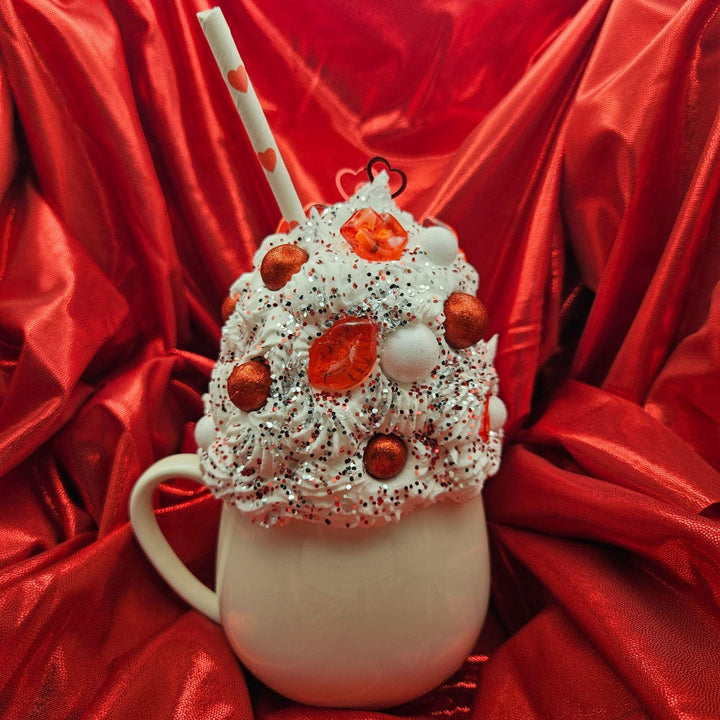 XOXO Valentine Fake Bake Mug Decor | Faux Whipped Cream Mug | Coffee Bar Valentine Decor   Tiered Tray Display | Handmade One of a Kind Gift